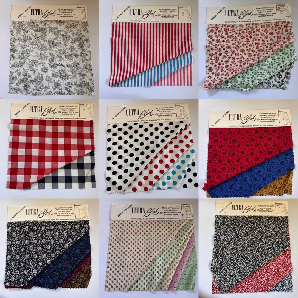 Multicolor 80s Fabric Samples Lot Ultra Blend M. Lowenstein Floral Stripe Craft